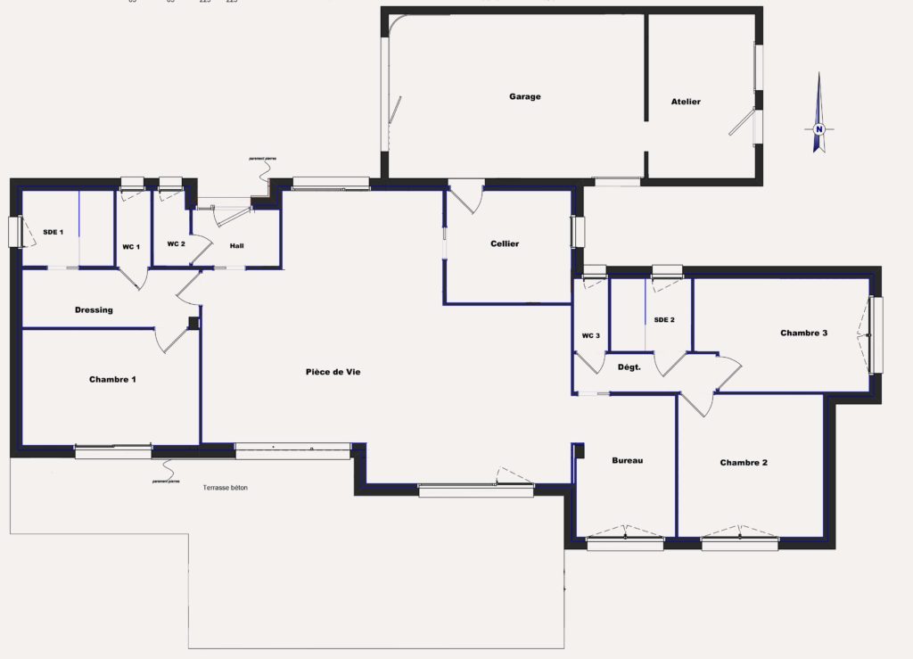 Plan de construction d'une maison individuelle de plain pied à Gouesnou