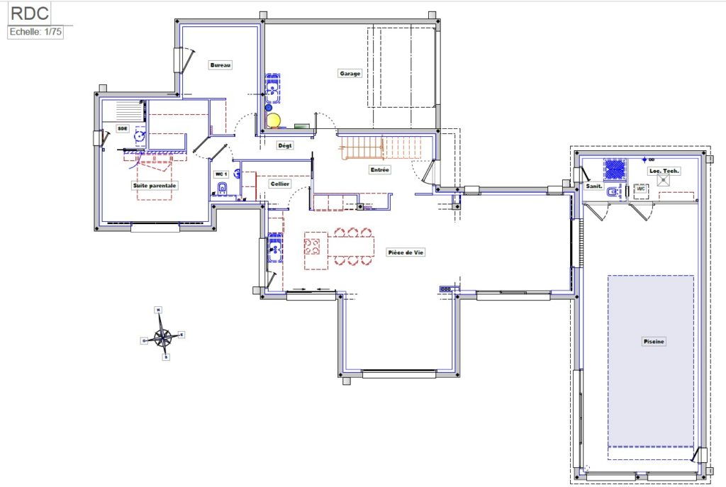 Plan du rez-de-chaussée de la maison