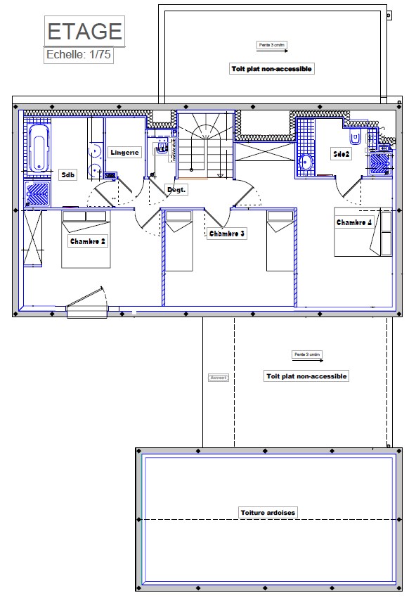 Plan de maison de l'étage