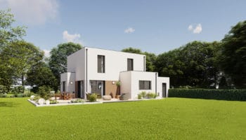 Plan de maison moderne à étage avec 4 chambres