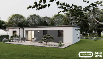 Plan maison de plain-pied rectangulaire et bicolore