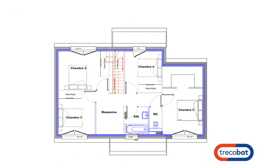 Plan d'étage de la maison. Dessin d'appartement. Plan architectural de la maison. Fond de dessin