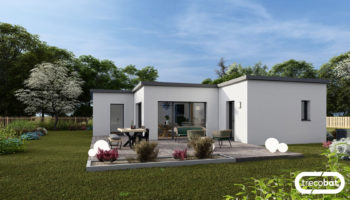 Plan maison plain-pied contemporaine 3 chambres