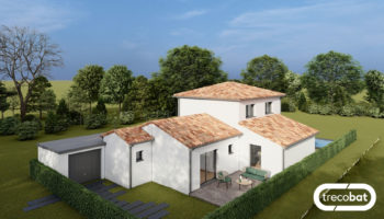 Plans de maison à étage bicolore et toiture 4 pans tuiles