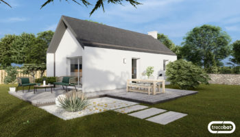 Plan petite maison 1 chambre avec toiture ardoisée