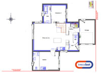 Plan de maison avec panneaux solaires et studio