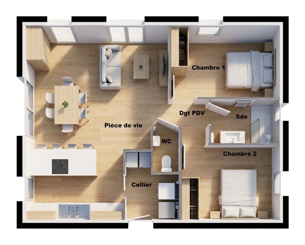 Maison+Terrain de 3 pièces avec 2 chambres à Hanvec 29460 – 266327 € - PG-26-10-22-174