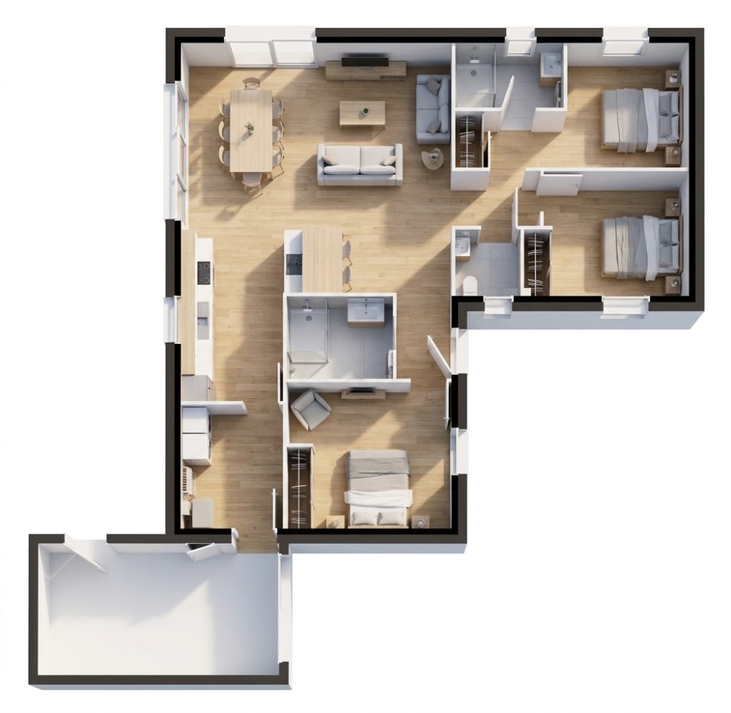 Maison+Terrain de 4 pièces avec 3 chambres à Noyal-Pontivy 56920 – 260859 € - GMA-26-10-22-295