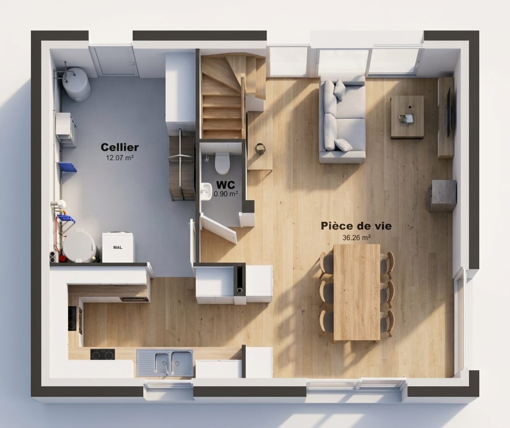 Maison+Terrain de 4 pièces avec 3 chambres à Calan 56240 – 236307 € - PIBO-26-10-22-117