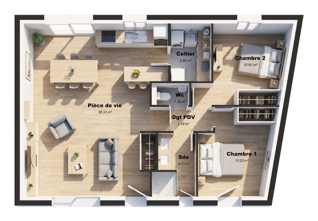 Maison+Terrain de 3 pièces avec 2 chambres à Cesson-Sevigne 35510 – 291101 € - EPLA-26-10-23-8