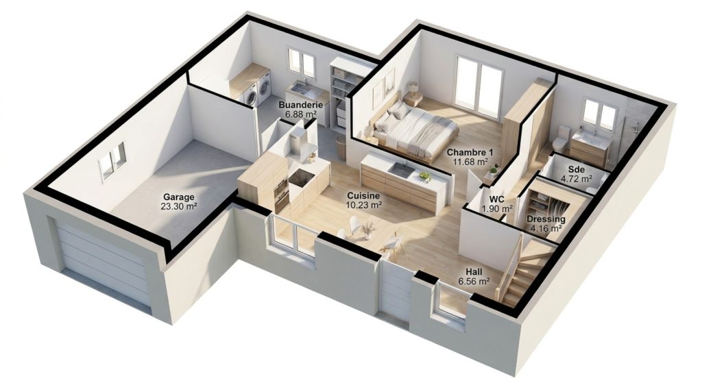 Maison+Terrain de 4 pièces avec 3 chambres à Ploemeur 56270 – 469792 € - PIBO-26-10-22-42