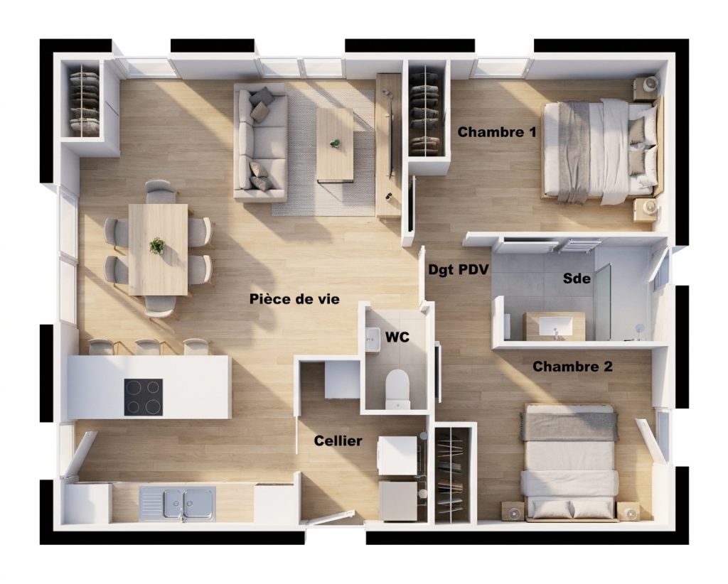 Maison+Terrain de 3 pièces avec 2 chambres à Hanvec 29460 – 266327 € - PG-26-10-22-174