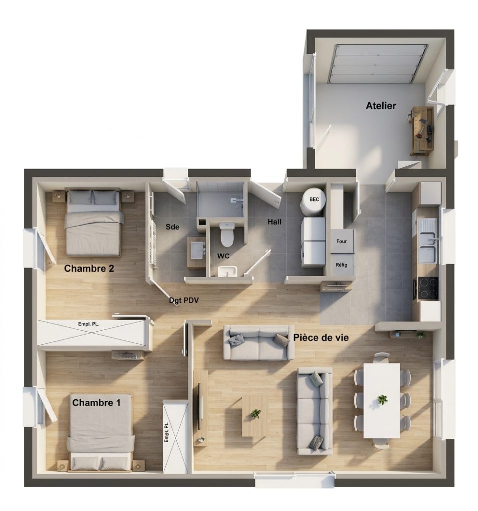 Maison+Terrain de 3 pièces avec 2 chambres à Noyal-Pontivy 56920 – 212939 € - GMA-26-10-22-134