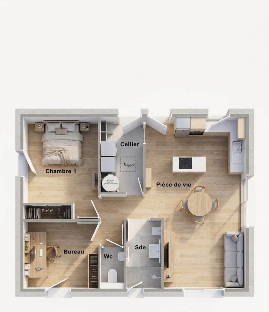 Maison+Terrain de 2 pièces avec 1 chambres à Plourin-les-Morlaix 29600 – 162845 € - VVAN-26-10-22-4