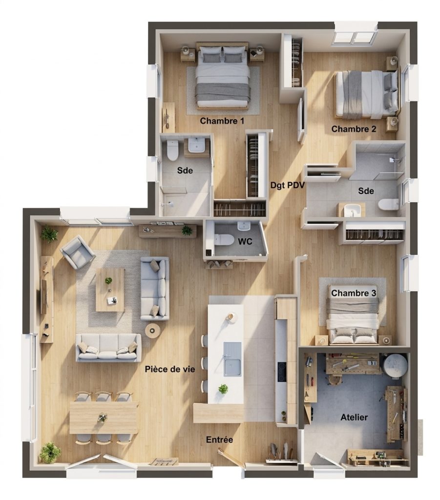 Maison+Terrain de 4 pièces avec 3 chambres à Gourin 56110 – 220905 € - SLG-26-10-22-4